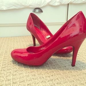 Patent red high heels
